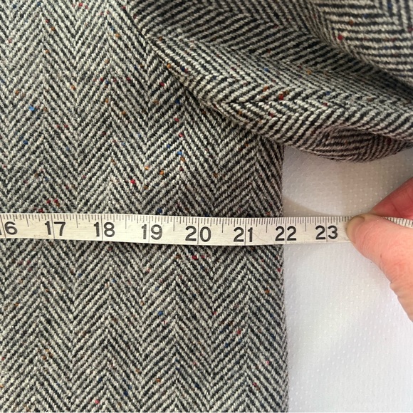 MACKINTOSH Long Wool Coat Vintage Grey Herringbone Overcoat Womens Small 90s 80s - Picture 10 of 11